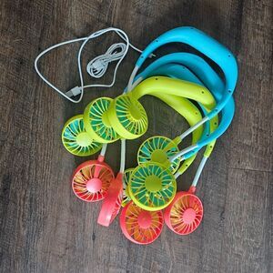 5 pack of wearbable neck fan fans chargeable amusement park